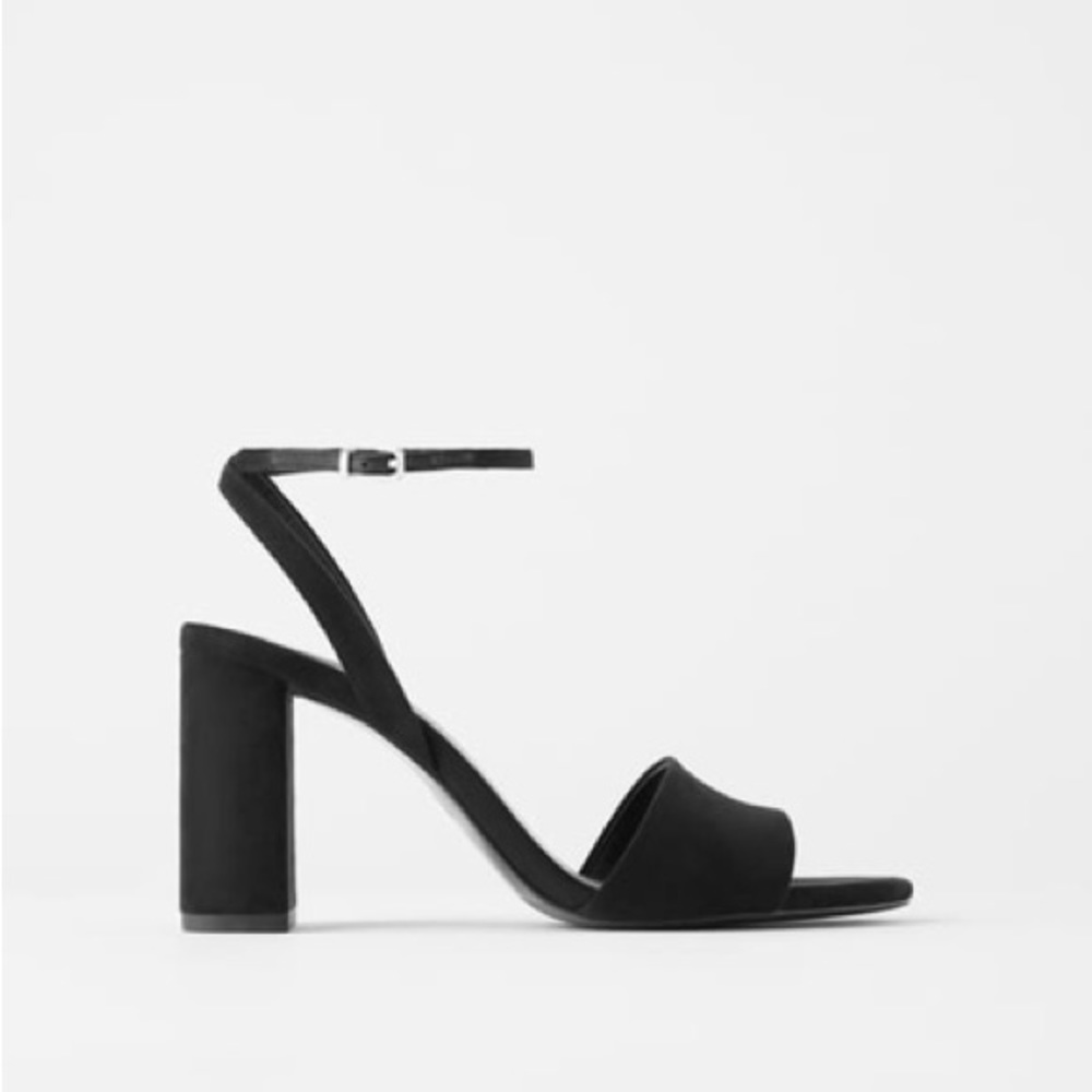 ZARA Block Heel Sandals with Ankle Strap
